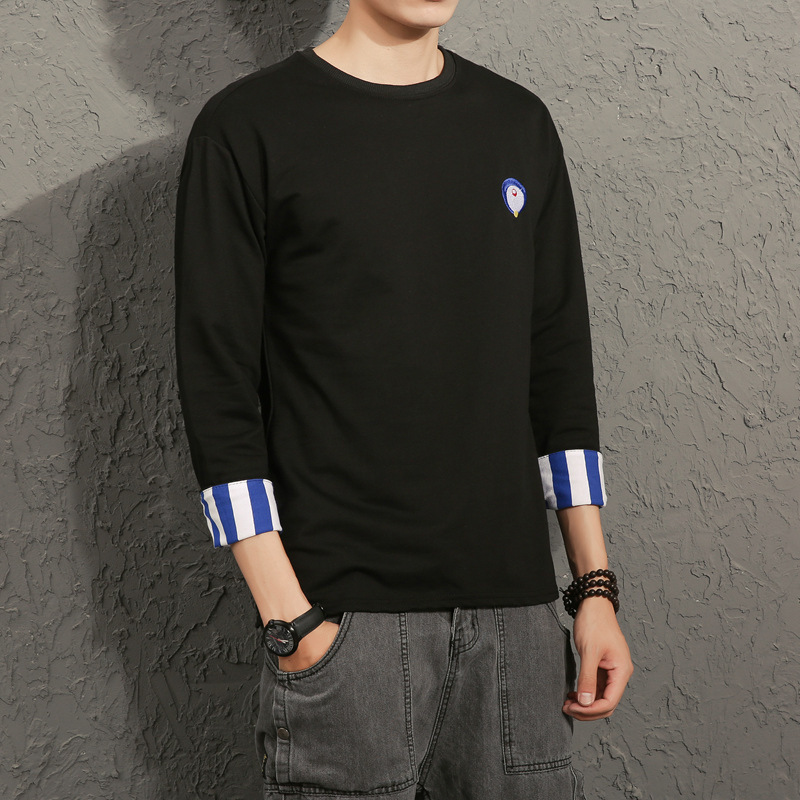 Quarter Sleeve Men's Loose T-Shirt Top Fashion Men's Sweater Autumn Clothes - Image 3