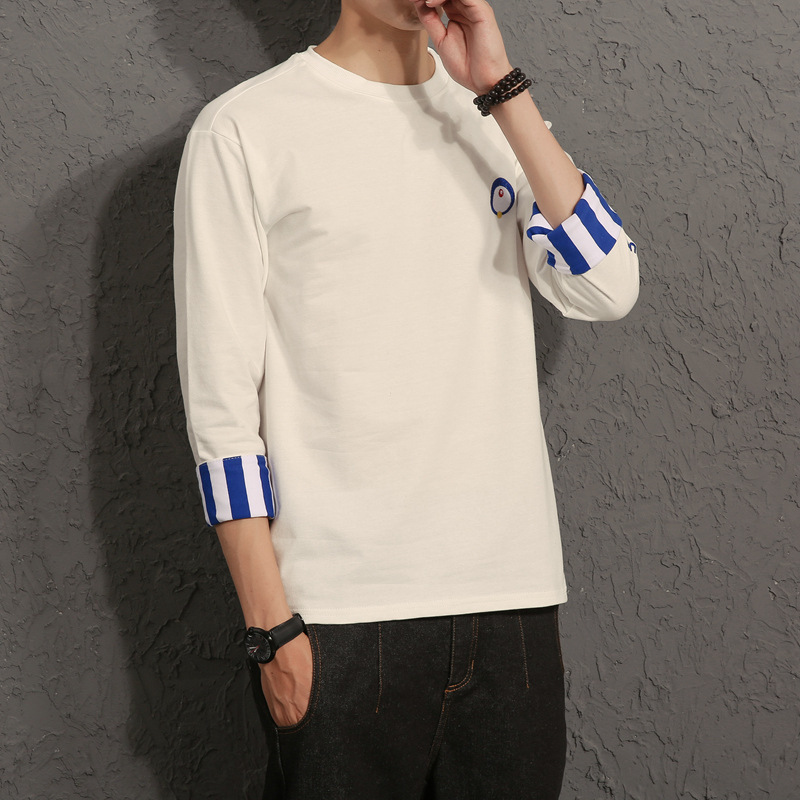 Quarter Sleeve Men's Loose T-Shirt Top Fashion Men's Sweater Autumn Clothes - Image 5