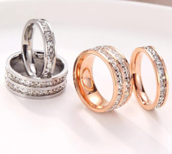 INS Rings Titanium Steel Couple Single And Double Row Diamond Ring
